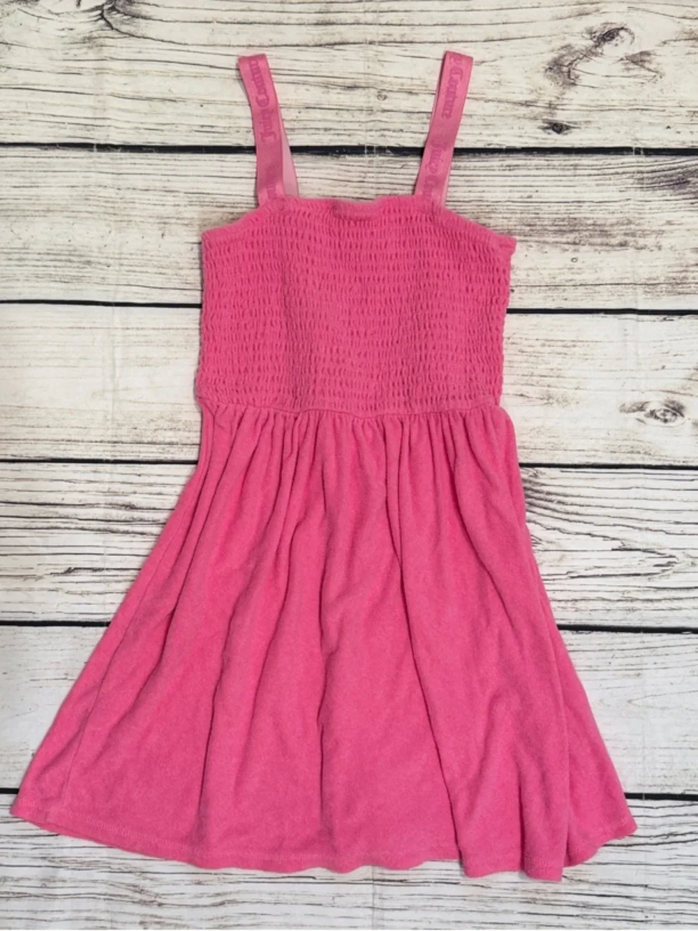 ♡ Juicy Couture Girls' Pink Smocked Terry Cover Up Dress L 12/14